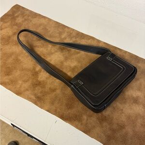 Vintage fossil Classic Black Leather shoulder Bag